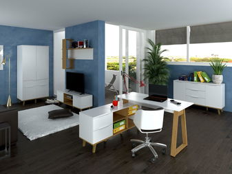 Kućni ured Nickole 1 (bijela + kameni hrast)