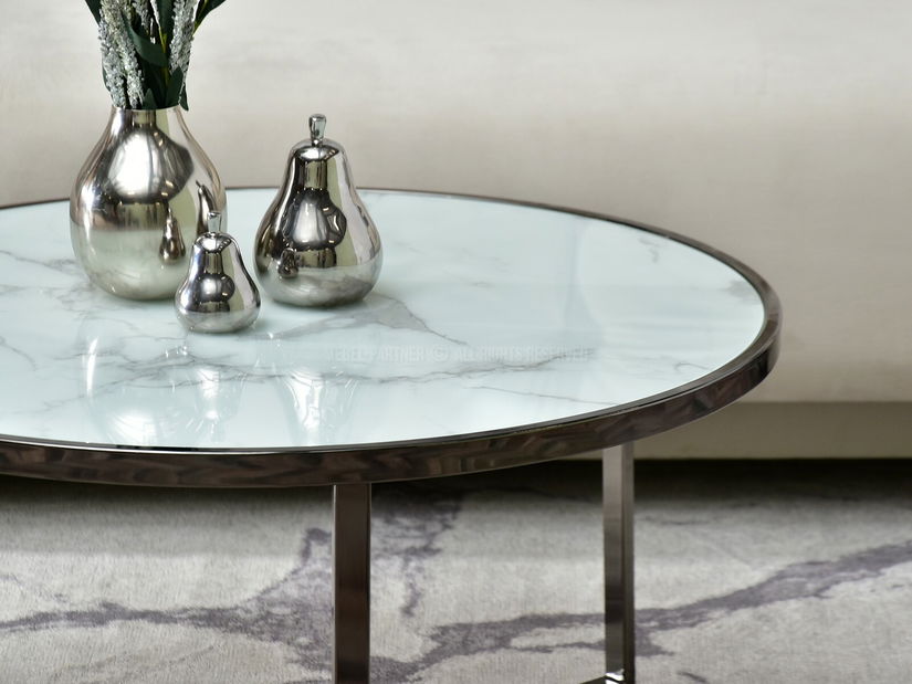 Dohányzóasztal Natol (fehér + nikkel)