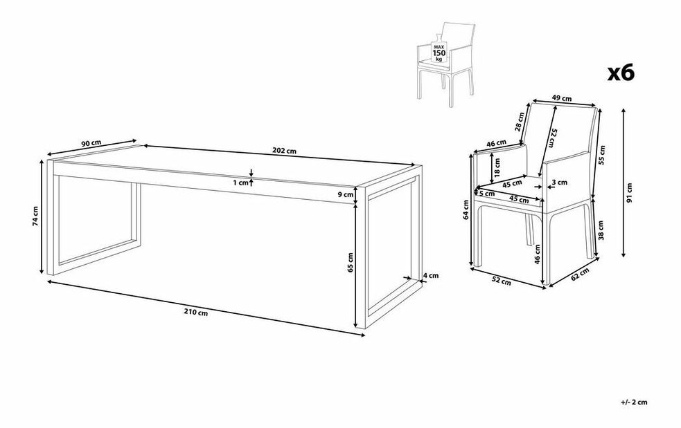 Set de masă pentru grădină Brocoli (alb crem)