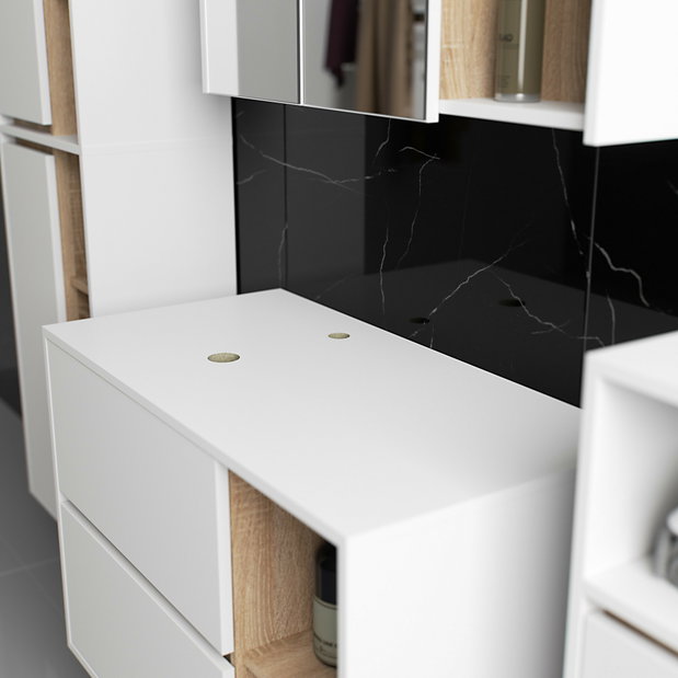 Set mobilier baie Vambos luxe (alb + stejar sonoma)