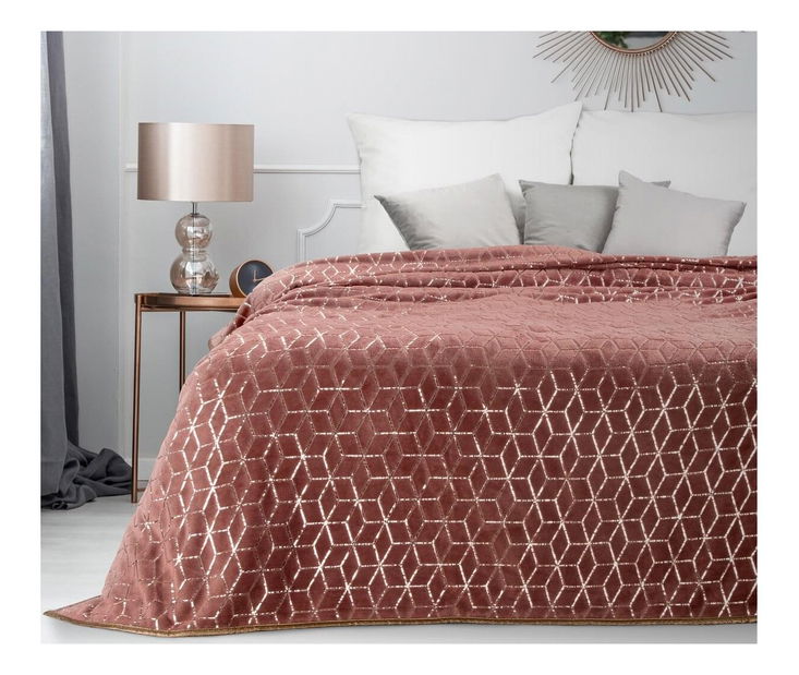 Prehoz na posteľ 240x220 cm OLI (marsala + medená)