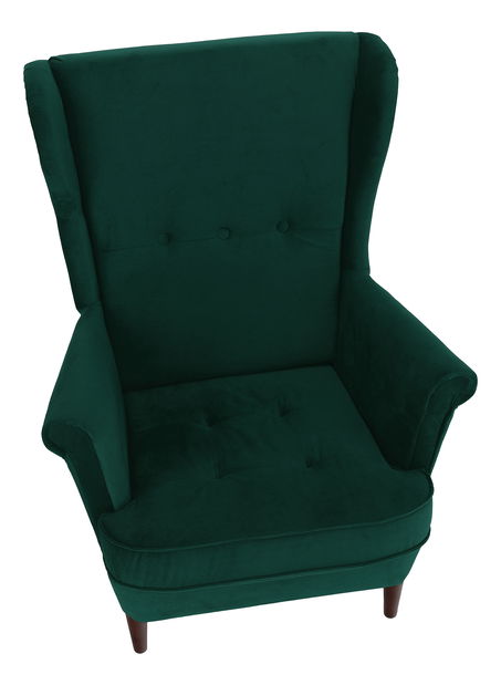 Kreslo Ušiak Rafaelo (zelená + orech) *bazár