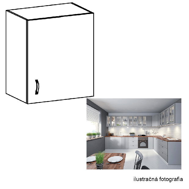 Horná kuchynská skrinka G601F Lanaya (biela + sivá matná) (P)