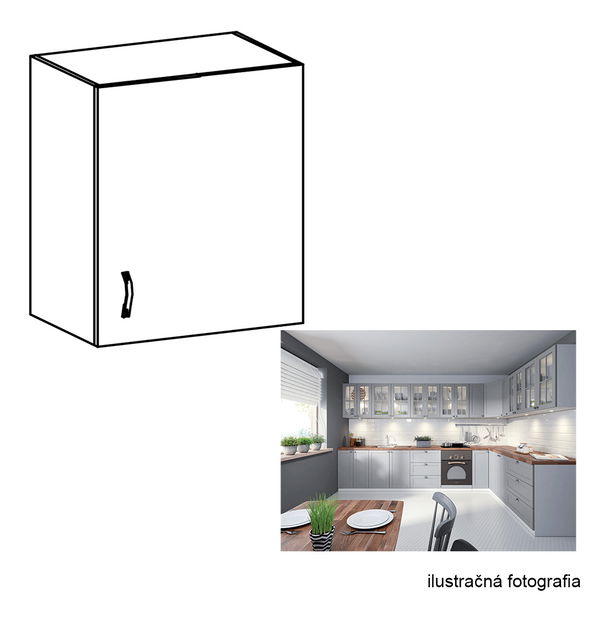 Dulap superior de bucătărie G601F Lanaya (alb + gri mat) (D) 