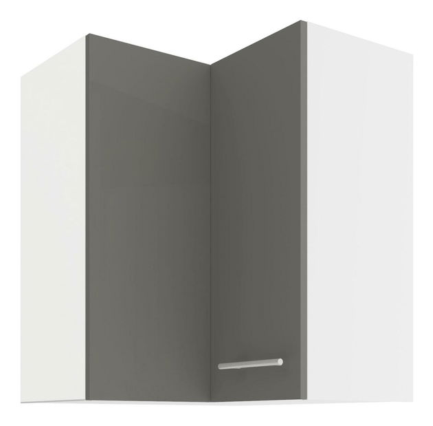 Dulap superior de bucătărie, de colț Lavera 60x60 GN-72 2F (90°) (Cadru: alb + front: gri lucios)
