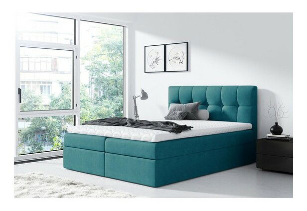 Kontinentálna posteľ 180 cm Apolon (tyrkysová) *výpredaj