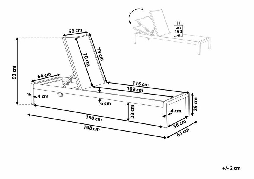 Záhradné lehátko FOLI (biela)