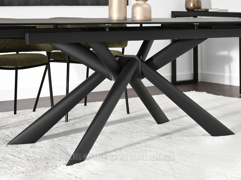 Masă de sufragerie Denzel (marmură neagră + negru)