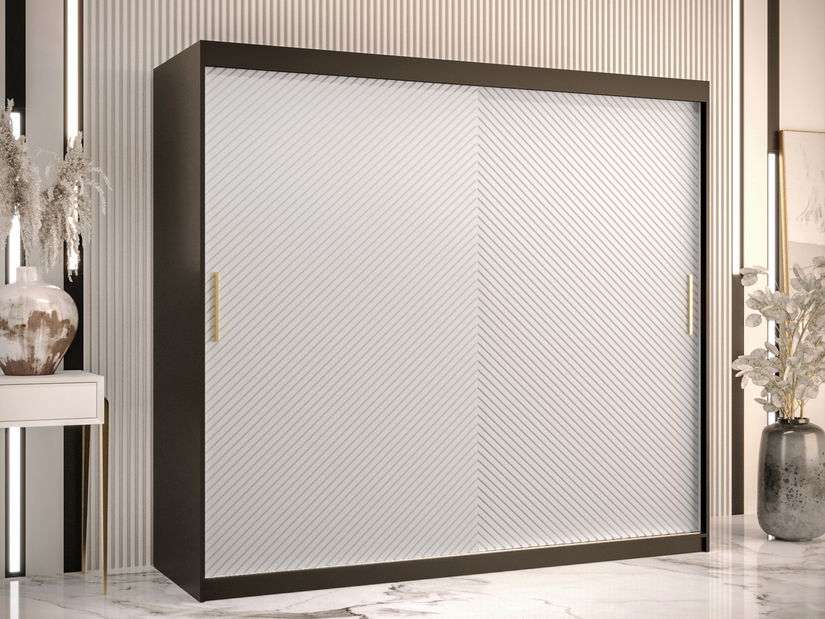 Šatníková skriňa 200 cm Riana Slimo 1 200 (čierna + biela matná)