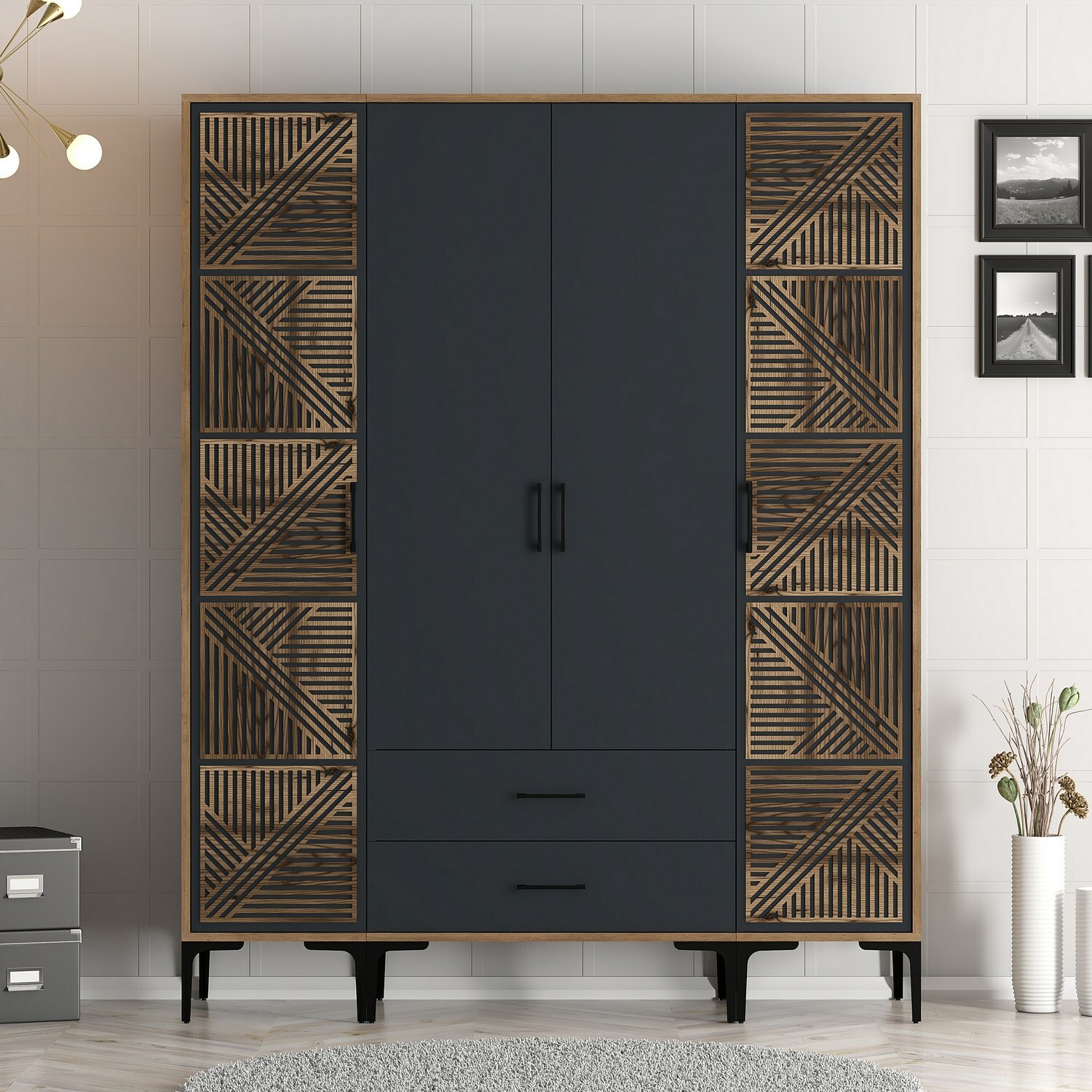 Dulap de haine Kiara PTP (Nuc + antracit)