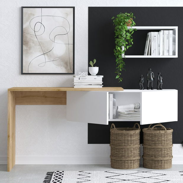 PC asztal Aliex 11 (fehér + tölgy)