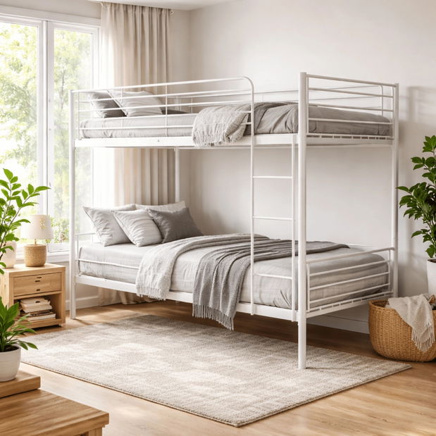 Dječji krevet na kat 90 cm Riverside (bijela) (s podnicom)