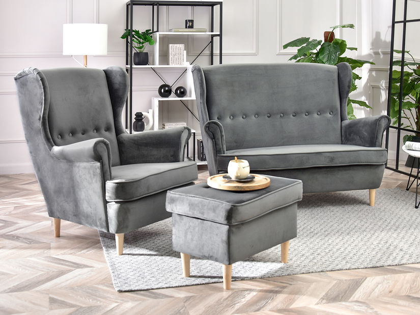 Pohovka dvojsedačka v tvare ušiak Muriera (sivá)