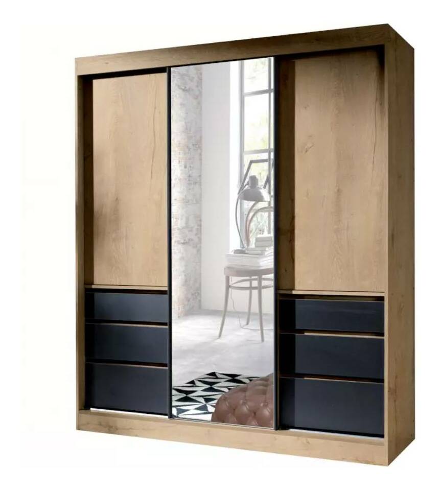 Šatníková skriňa Hanila 180 (dub lefkas + čierna)