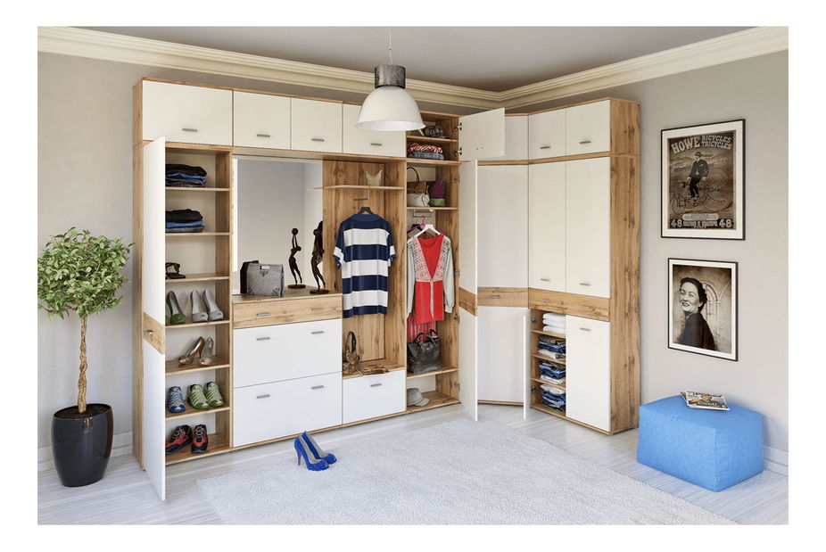 Polcosszekrény Cyrio typ 1 (wotan tölgy + fehér)