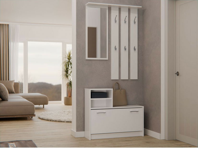 Set za predsoblje Vayan 1 (bijela) (s ogledalom)