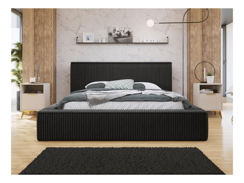 Bračni krevet 140 cm Gretty S (crna) (s podnicom) (s prostorom za odlaganje)