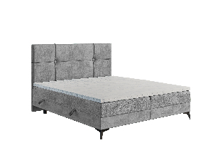 Bračni krevet Boxspring 160 cm Nivela (beton) (s madracem i prostorom za odlaganje)