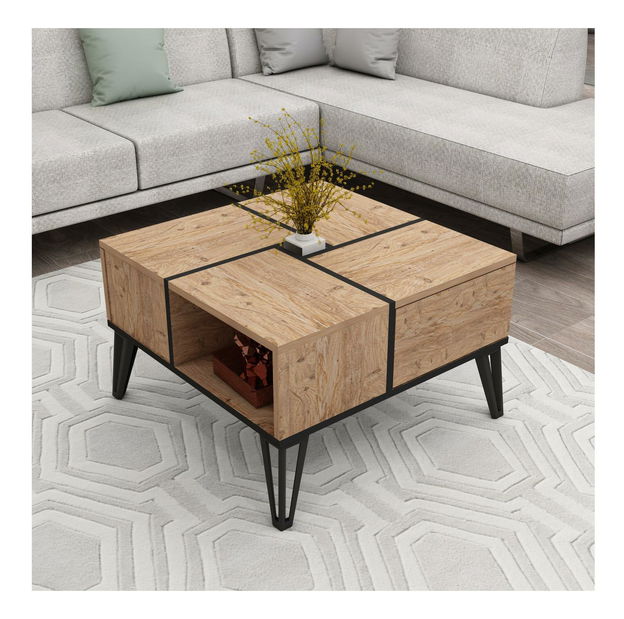 Dohányzóasztal Nirvy (atlanti fenyő + fekete)