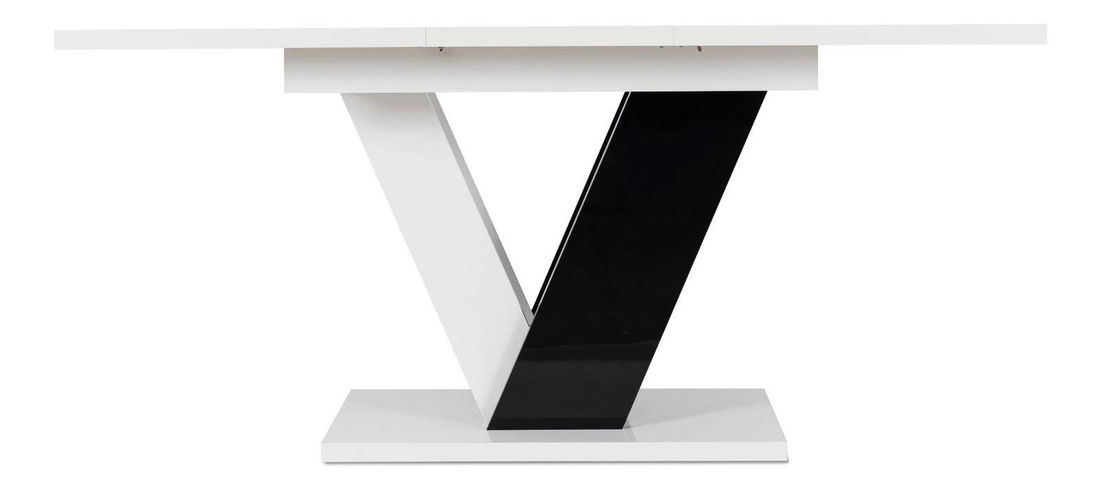 Blagovaonski stol na razvlačenje Comentado (bijeli sjaj + crni sjaj) (za 4 do 6 osoba)