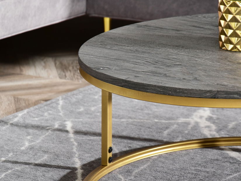 Măsuță de cafea Kolja Stolik Xl (stejar gri + auriu)