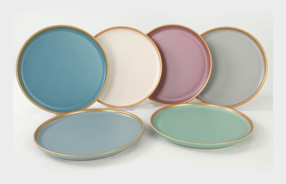 Desszertes tányér készlet (6 db.) Norde (kék + zöld + rózsaszín + fehér + szürke)