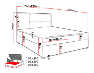 Manželská posteľ 160 cm Aspertam  I (sivá ) (s roštom, matracom a úl. priestorom)