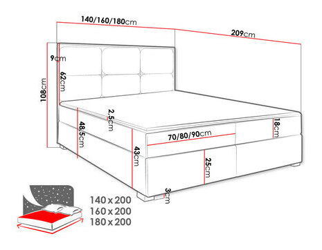 Manželská posteľ 160 cm Aspertam I (sivá ) (s roštom, matracom a úl. priestorom)