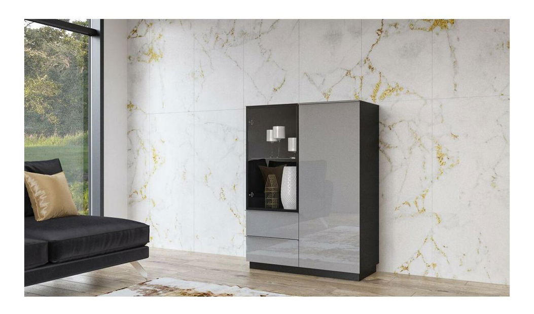 Vitrină Henry Typ 44 (gri + gri lucios)