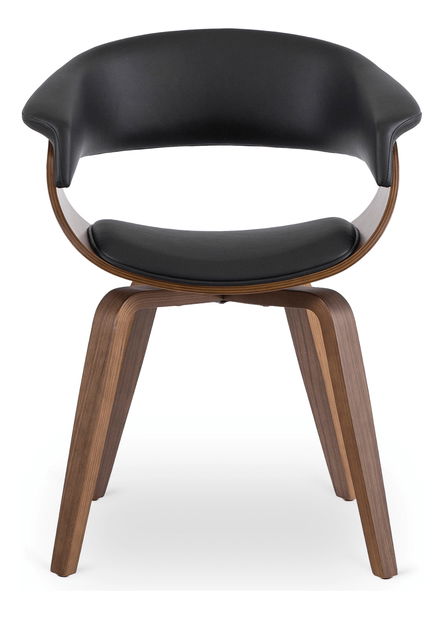 Blagovaonska stolica Generosas 1 (crna eko koža + orah) 