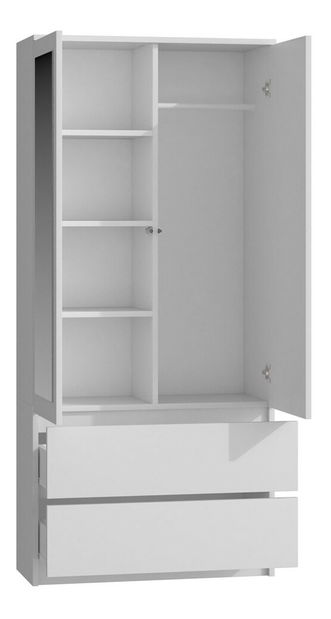 Šatníková skriňa Musecalo 1 (biela) (so zrkadlom)