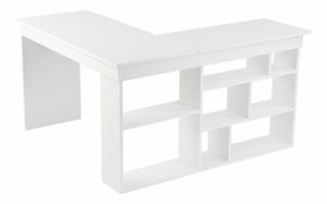 Rohový PC stolík Cete (biela)