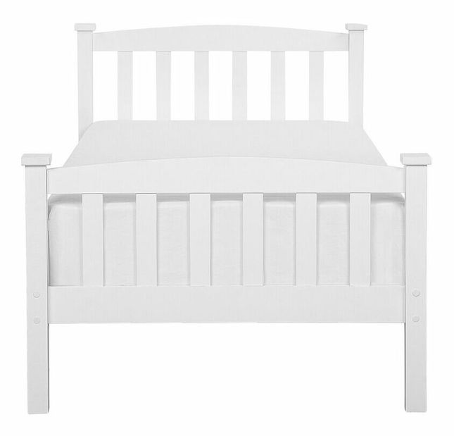 Pat de o persoană 90 cm GERNE (cu somieră) (alb)