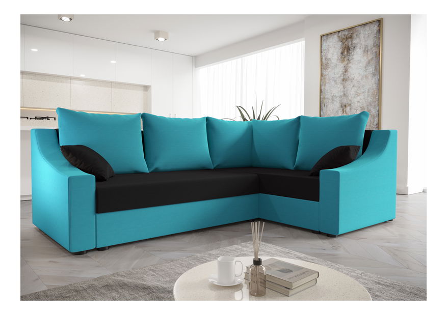 Kutna garnitura Opal Plus (tirkizna + crna) (D)