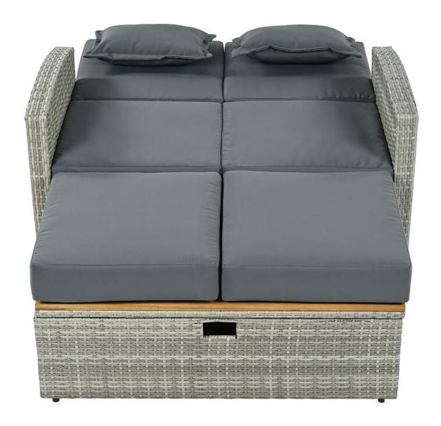 Vrtna sofa Mory (siva + prirodna)