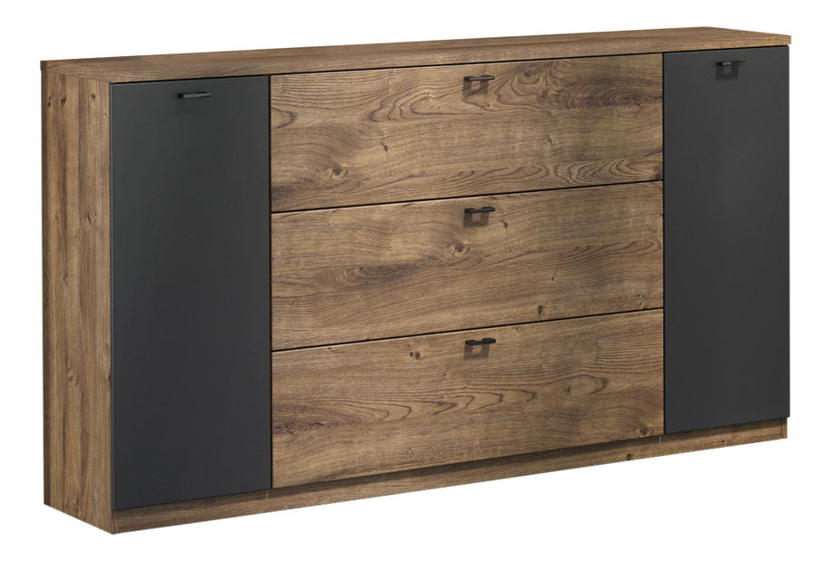 Comodă Amnezi (stejar ribeck + grafit închis 