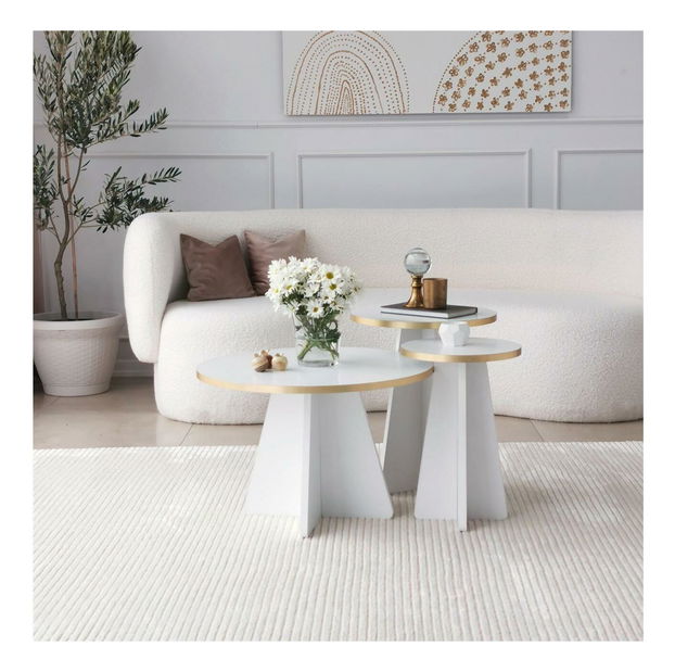 Set 2ks. konferenčných stolíkov Kabivo 1 (zlatá + biela)