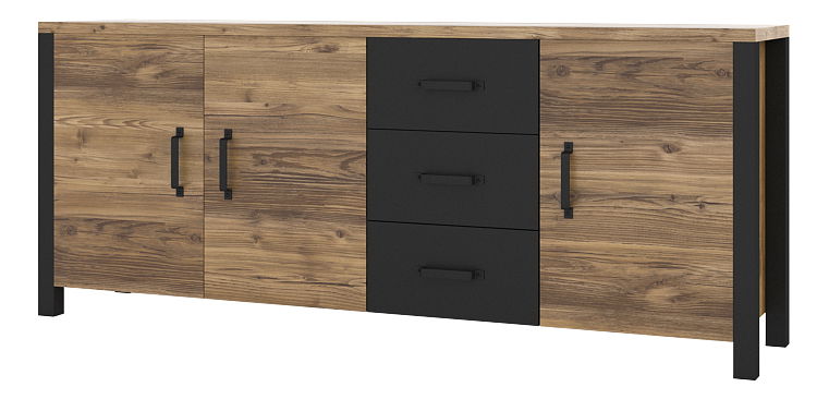 Comodă Oralee Typ 47 (molid + negru mat) *vânzare