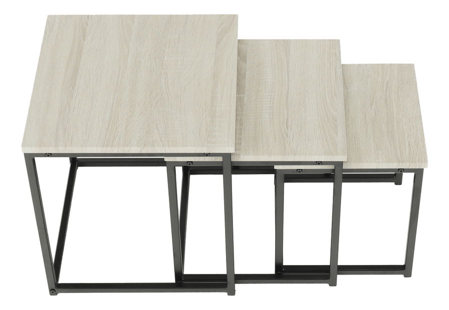 Set 3 buc mese de cafea Kastty typ 3 (stejar sonoma + negru) 