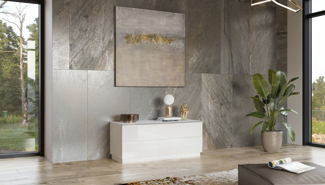 Závesný TV stolík Henry Typ 41 (biela + biely vysoký lesk)