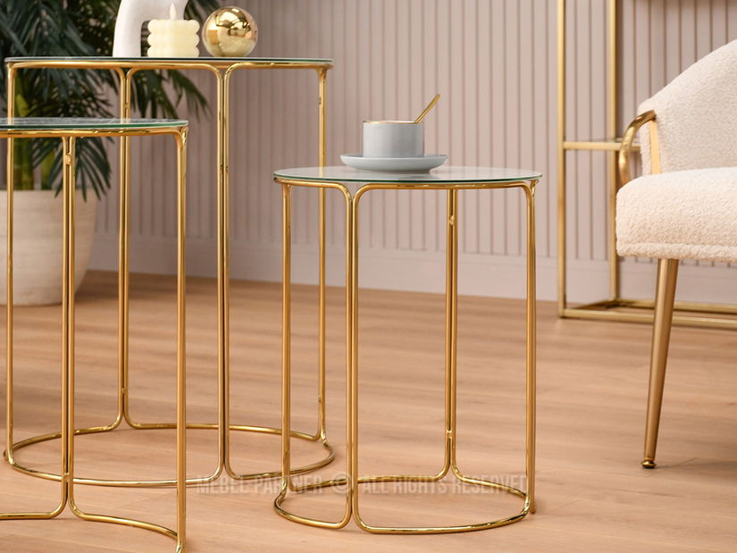 Konferenčný stolík Belianni Zest (biely mramor + zlatá)