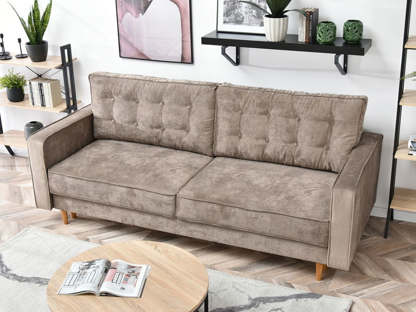 Canapea două locuri Legacion (bej + stejar)