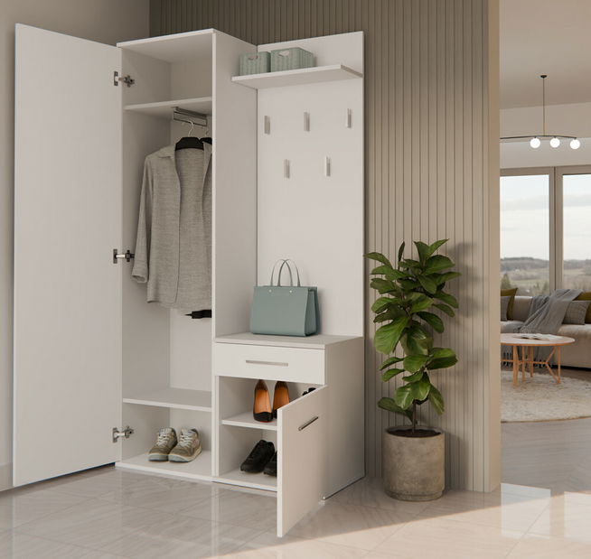 Set za predsoblje Dialogos 1 (bijela) (s ogledalom)