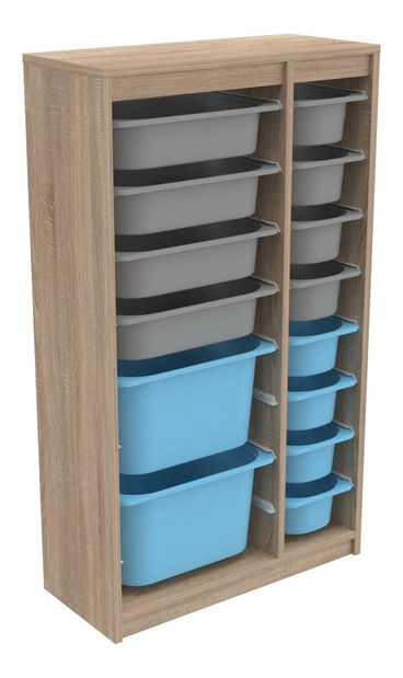 Organizator za igračke Dremonka 6 (hrast sonoma + siva + plava)