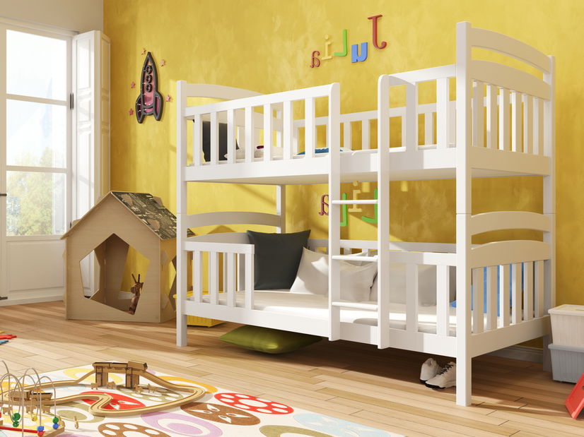 Pat pentru copii 90 x 190 cm Fermin (cu somieră și sp. depozitare) (Alb)