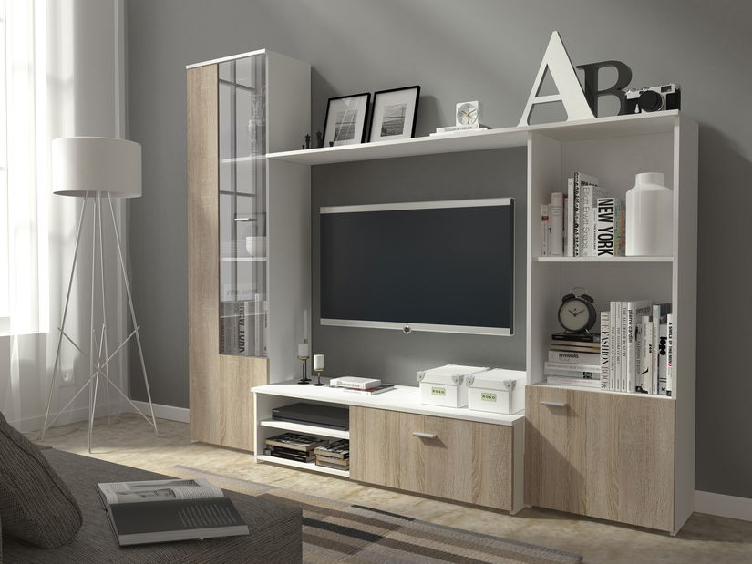 Mobilier camera de zi Howard (Alb + Stejar sonoma)