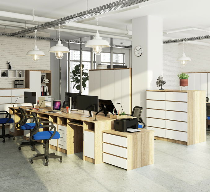 Masă PC Aziza (Stejar sonoma + Alb)