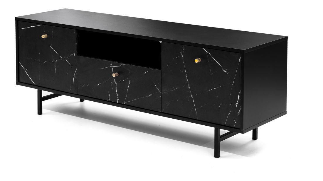 Tv stolić Verona RTV (crna + crni mramor)