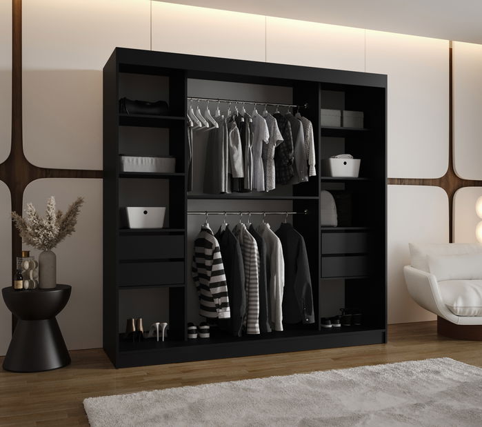 Dulap de haine 200 cm Boomer 3 (Negru)