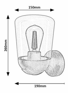 Vonkajšie nástenné svietidlo Mizil (priehľadná + matná čierna)